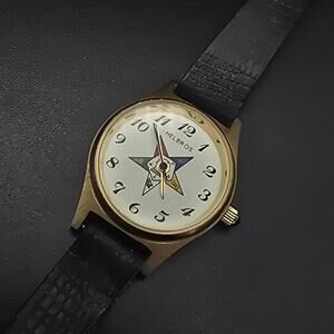 Vintage Helbros Order of Eastern Star Watch Black Band